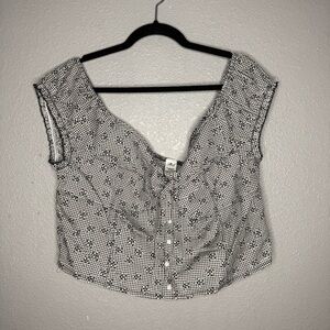 PINK Victoria's Secret Black and White Floral Gingham Crop Top